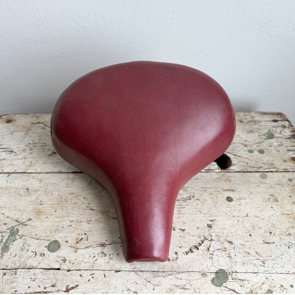 Vintage Mesinger Bicycle Saddle Burgundy Red Cruiser Seat Dual Coil Spring Retro